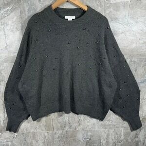H&M oversized grey pearl embellished sweater women's Size XL #knitwear #winter